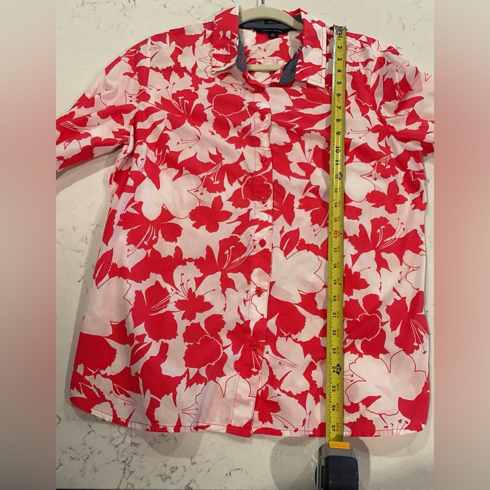 Tommy Hilfiger Bright Pink & White Hawaiian Print Button Blouse Size XL - Picture 9 of 11